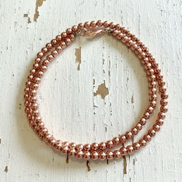 Handmade Jewelry - Rose Gold Hematite Wire Double Wrap Bracelet